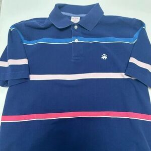 Brooks Brothers Performance Cotton Striped‎ Navy Polo size Medium